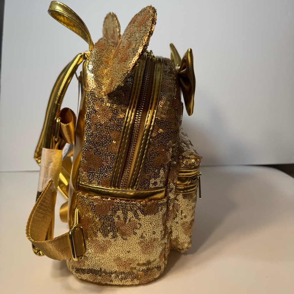 NWT. Disney Loungefly Minnie Mouse Gold Sequin Mini Backpack. - Picture 4 of 13